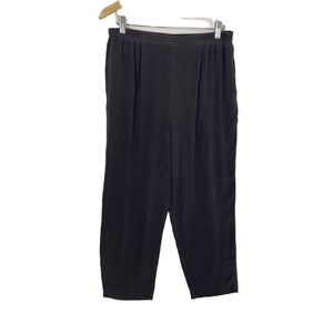 VTG Diane Gilman P/L Charcoal Silk Pants Pleated Tapered Relaxed Fit Minimalist
